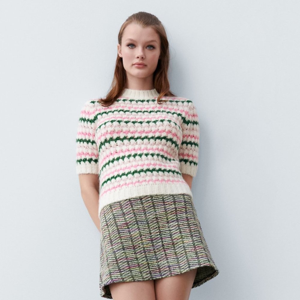 NWOT Zara Multi-colored Striped Knit Sweater - Sz Small